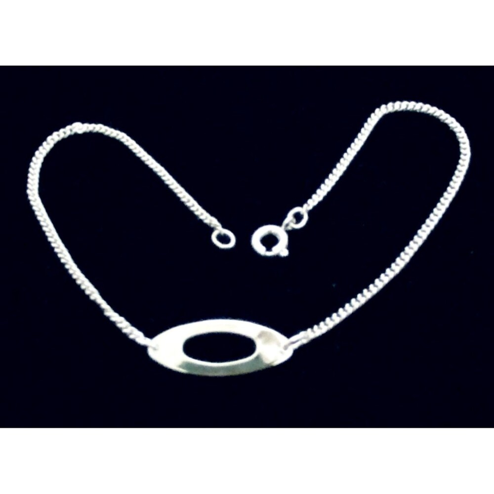 Vintage 70s Avon Oval Accent Ankle Bracelet Silver Tone 8 1/2 Inch Beach Summer